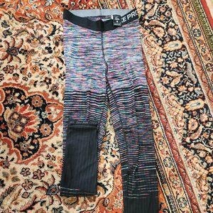 Nike Hyper Warm Black Ombre Rainbow Stripe Full Length Leggings, Size Small